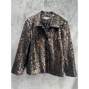 Birch Hill Women’s 1x Faux Snakeskin Metallic Gold Black Blazer Jacket Sexy